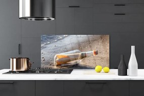 Sklenený obklad Do kuchyne List fľaša pláž umenie 120x60 cm