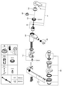 GROHE 33244002 - Bidetová batéria EURODISC COSMOPOLITAN DN 15 lesklý chróm