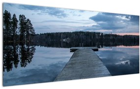 Obraz - Mólo na jazere (120x50 cm)