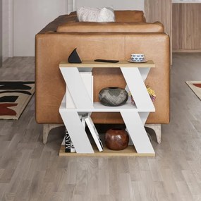 Odkladací stolík Houseland Lazena biely/dub safírový