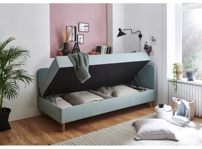 Svetlomodrá čalúnená jednolôžková posteľ s úložným priestorom 120x200 cm Cabana – Meise Möbel