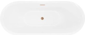 Mexen Lotos, voľne stojaca vaňa 180 x 75 cm, biela, medený matný prepad, 52051807700-65