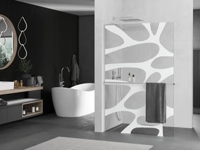 Mexen Kioto+ L, sprchová zástena Walk-In s poličkou a vešiakom 120 x 200 cm, 8mm číre sklo biely vzor, chrómový profil, 800-120-123-01-97