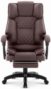 Ergonomická kancelárska stolička HC-1031 z ekokože s podnožkou - hnedá
