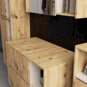 Kúpeľňová zostava VAMI s otvormi na umývadlo, dub artisan / béžová