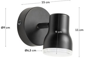 Čierne nástenné svietidlo ø 6,5 cm Tehila - Kave Home