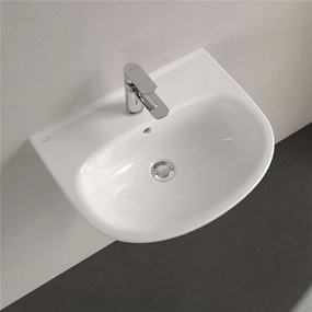VILLEROY &amp; BOCH O.novo závesné umývadlo s otvorom, s prepadom, 550 x 440 mm, biela alpská, s povrchom CeramicPlus, 4A4055R1