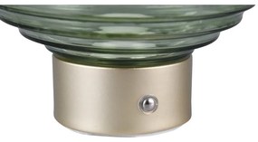 Stmievateľná LED stolová lampa v zelenej a zlatej farbe so skleneným tienidlom (výška 14,5 cm) Earl – Trio