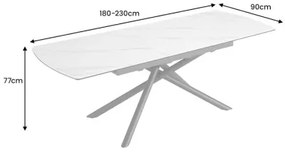 Rozkladací jedálenský stôl Mikado 46495 180/230x90cm Ceramik white marble  - Komfort-nábytok