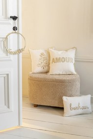 Polštář Bonheur textil bílý se zlatým – 30*45*3,5 cm