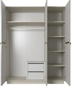 Skriňa Nicole 150 cm s ukrytými zásuvkami - kašmírová / zlaté úchytky