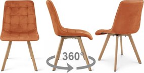 Jedálenská stolička CIEZA 360 zamatová, medená / hnedé nohy