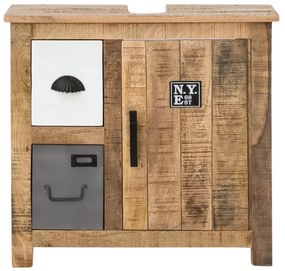 furniture-nabytek.cz - Masivní umyvadlová skříňka Pune z mangového dřeva, lakovaná, vícebarevná – 68×30×63 cm