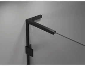 Mexen Lunar, L pravý výklopný sprchový kút 100 x 90 cm, 8mm číre sklo, čierny profil, 834L-100-090-70-00-P