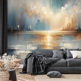 Tapeta abstraktná mestská krajina v teplých tónoch