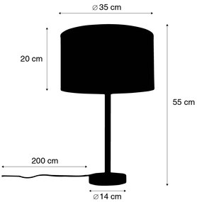 Klasická stolná lampa mosadz s bielym tienidlom 35 cm - Simplo