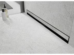 Mexen Flat nerezový sprchový žľab na stenu 60 cm vzor WALL, čierny, 1730060