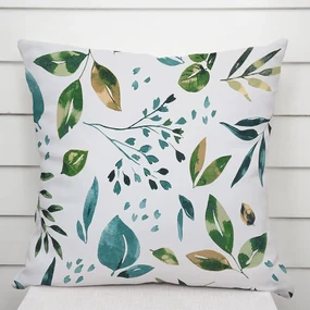 Biante Bavlnená obliečka na vankúš Sandra SA-434 Modro-zelené listy na bielom 60 x 60 cm