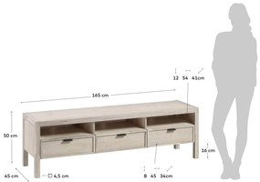 Tv stolík elan 165 x 50 cm prírodný MUZZA
