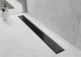 Mexen Flat nerezový sprchový žľab 100 cm vzor čierne sklo, 1026100-15