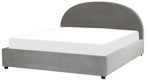 Zamatová posteľ s úložným priestorom 180 x 200 cm sivá VAUCLUSE Beliani