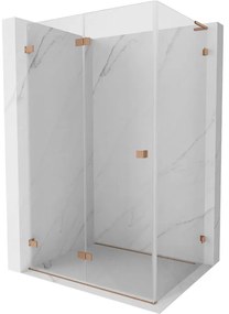 Mexen Lunar-F L, 1-krídlový sprchový kút so skladacími dverami, ľavý, 95 x 80 cm, 8mm číre sklo, medený profil, 836L-095-080-65-00-L