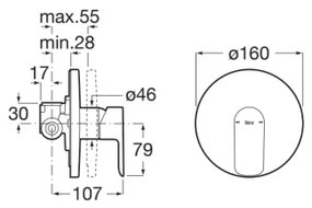 Roca A5A226EC00 - Sprchová batéria pre podomietkovú inštaláciu CALA, lesklý chróm