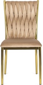 Designová jídelní židle Dan samet béžová/zlatá
