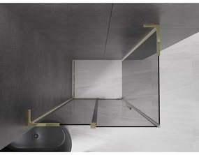 Mexen Velar L, sprchový kút s posuvnými dverami 100 x 120 cm, 8mm šedé sklo, zlatá lesklá, 871-100-120-43-50