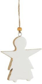 Biely drevený závesný anjel - 9*2*9 cm