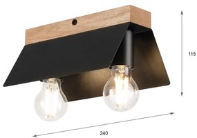 Stropné svietidlo ESME 2xE27/15W/230V čierna/dub