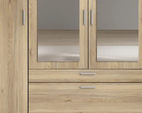 Šatníková skriňa so zrkadlami Vesala, 180 cm, dub mauvella