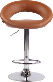 2x Barová stoličkaOlinda - koženka, chróm rám - svetlohnedá