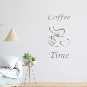 Veselá Stena Samolepka Coffee time Farba: šedá, Veľkosť: 80 x 40 cm