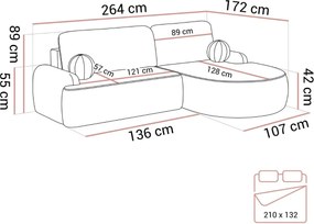 ROHOVÁ SEDAČKA PABLO 264 x 172 cm POSO 110