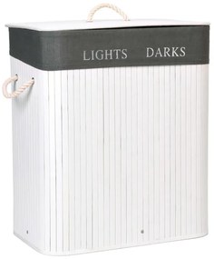 Kôš na bielizeň bambusový 2-priehradkový biely / sivý