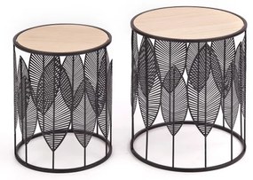 SADA 2x Konferenčný stolík FOLLA pr. 33/40 cm čierna