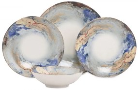 Porcelánová súprava 24 ks tanierov BlueEarth biela/modrá