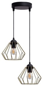 HEXE Luster na lanku CEED GOLD 2xE27/60W/230V pr. 28 cm čierna/zlatá HX0242