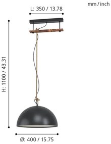 Eglo 43396 - Luster na lanku HODSOLL 1xE27/40W/230V