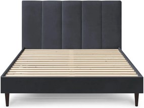 Tmavosivá zamatová dvojlôžková posteľ Bobochic Paris Vivara Dark, 180 x 200 cm