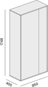 Šatní skriňa BLOCK, 850 x 400 x 1748 mm, biela