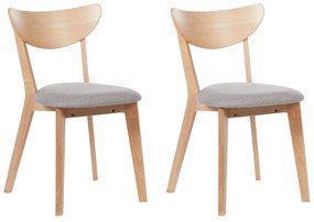 Sada 2 drevených jedálenských stoličiek svetlé drevo/sivá ERIE Beliani
