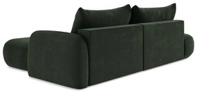 Tmavozelená rozkladacia rohová pohovka (pravý roh/s leňoškou) Hale – Makamii