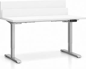 Výškovo nastaviteľný stôl SINGLE LAYERS, 160x80 cm, 2 motory, s prepážkami, biela