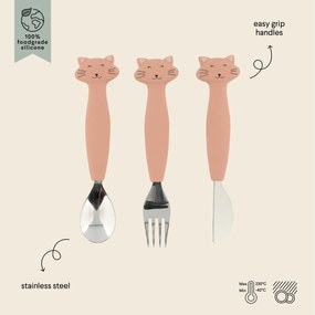 Detský silikónový príbor súprava 3 ks Mrs. Cat