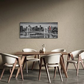 Obraz - Veľkomesto s červenou vežou (120x50 cm)