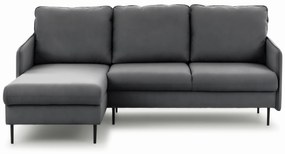 Rozkladacia rohová sedačka Taila Mini ľavá - šedý zamat Velluto 18 / čierne nožičky