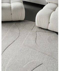 Svetlosivý vlnený okrúhly koberec ø 120 cm Morphic Botanica – Agnella