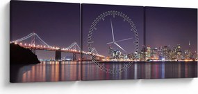 Obraz pohľadu na San Francisco, California (s hodinami) (90x30 cm)